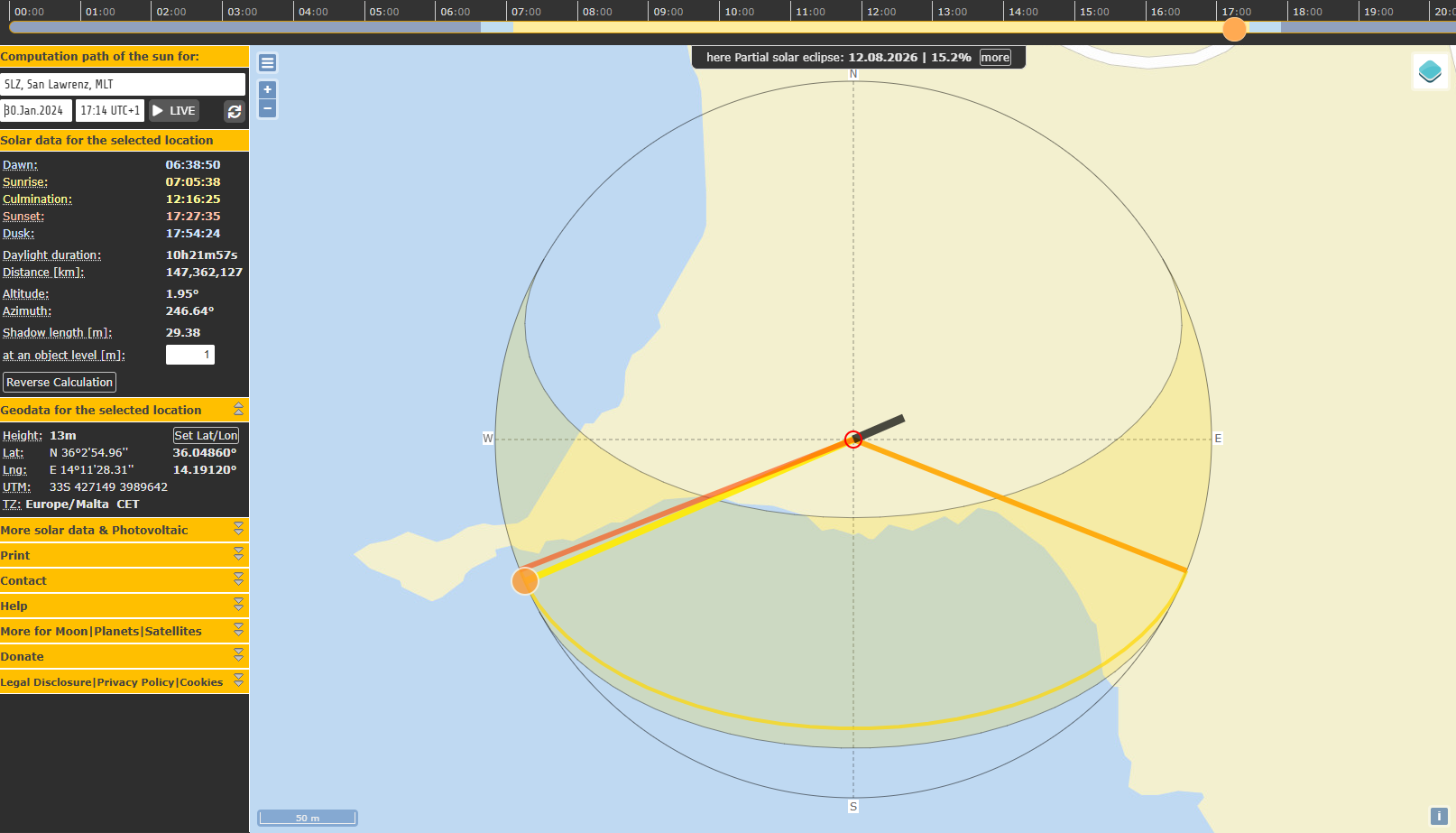 SunCalc.org analysis